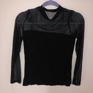 Black mesh cutout top